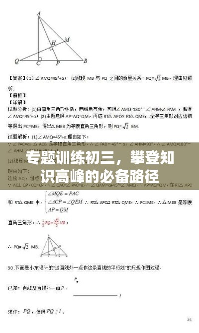 专题训练初三，攀登知识高峰的必备路径