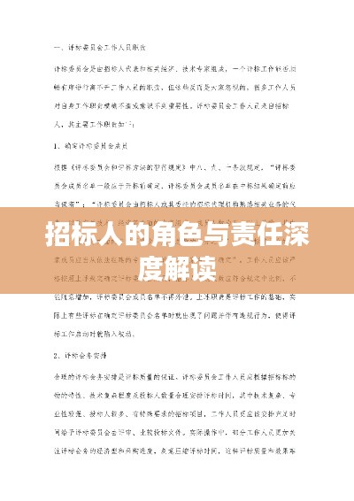 招标人的角色与责任深度解读