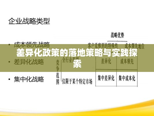 差异化政策的落地策略与实践探索