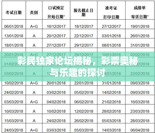 彩民独家论坛揭秘，彩票奥秘与乐趣的探讨
