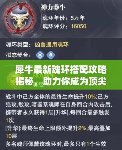 犀牛最新魂环搭配攻略揭秘，助力你成为顶尖玩家！