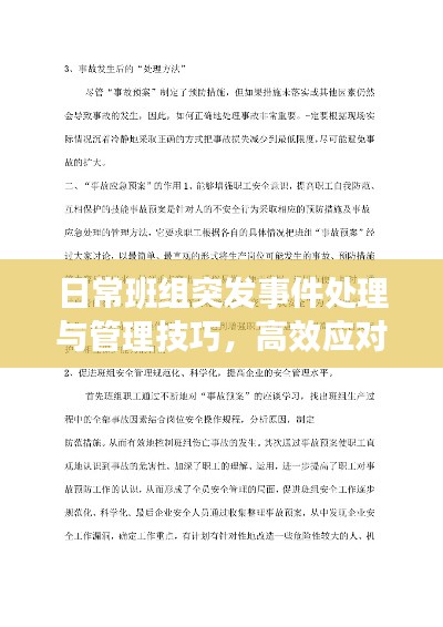 日常班组突发事件处理与管理技巧，高效应对，保障安全！